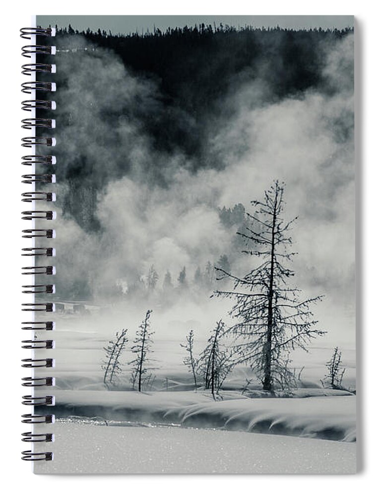 Yellowstone Spiral Notebook featuring the photograph Steam Rising by Linda Villers