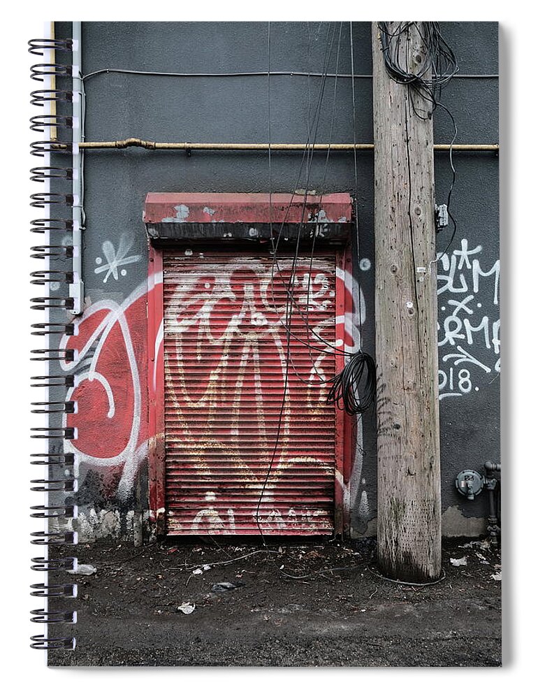 Urban Spiral Notebook featuring the photograph Steel Door by Kreddible Trout