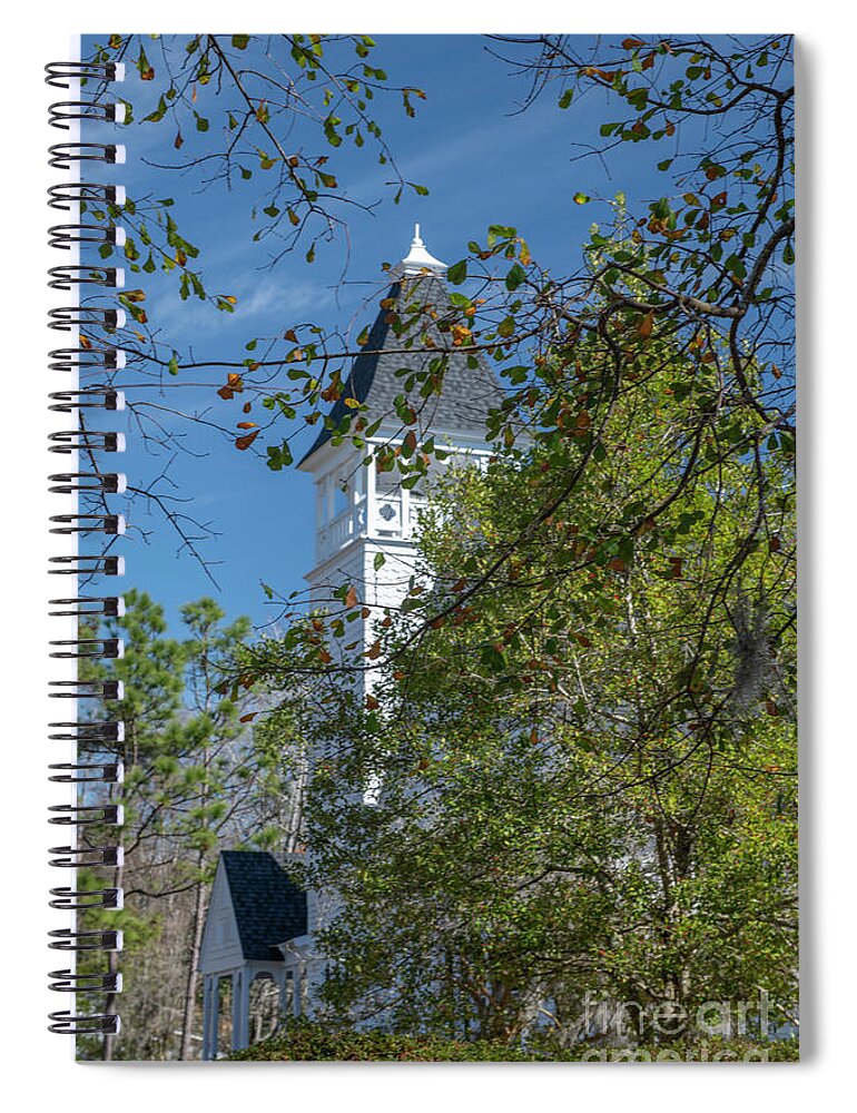 Summerville Presbyterian Church Spiral Notebook featuring the photograph Steeple View - Summerville Presbyterian Church by Dale Powell