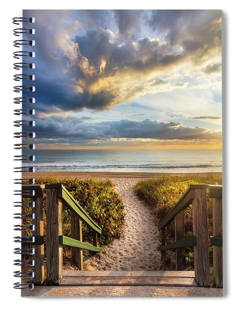 Clouds Spiral Notebook featuring the photograph Step Onto the Dunes and into Paradise by Debra and Dave Vanderlaan