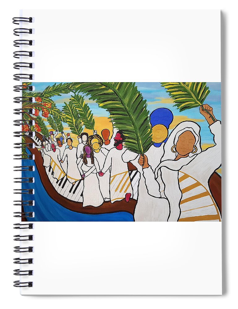 Donald Byrd Spiral Notebook featuring the painting Stepping Into Tomorrow by Rachel Natalie Rawlins