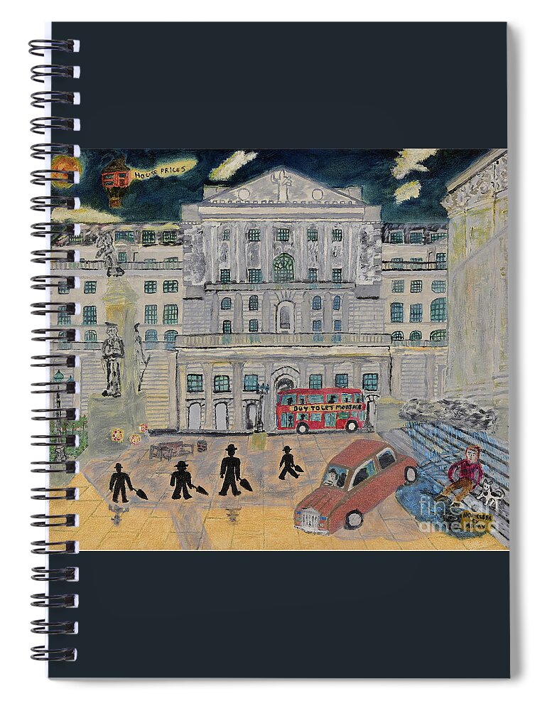London Spiral Notebook featuring the painting Sterling Disaster by David Westwood