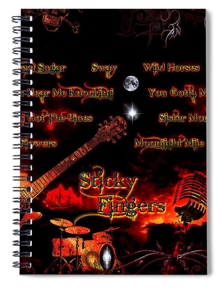 The Rolling Stones Spiral Notebook featuring the digital art Sticky Fingers by Michael Damiani