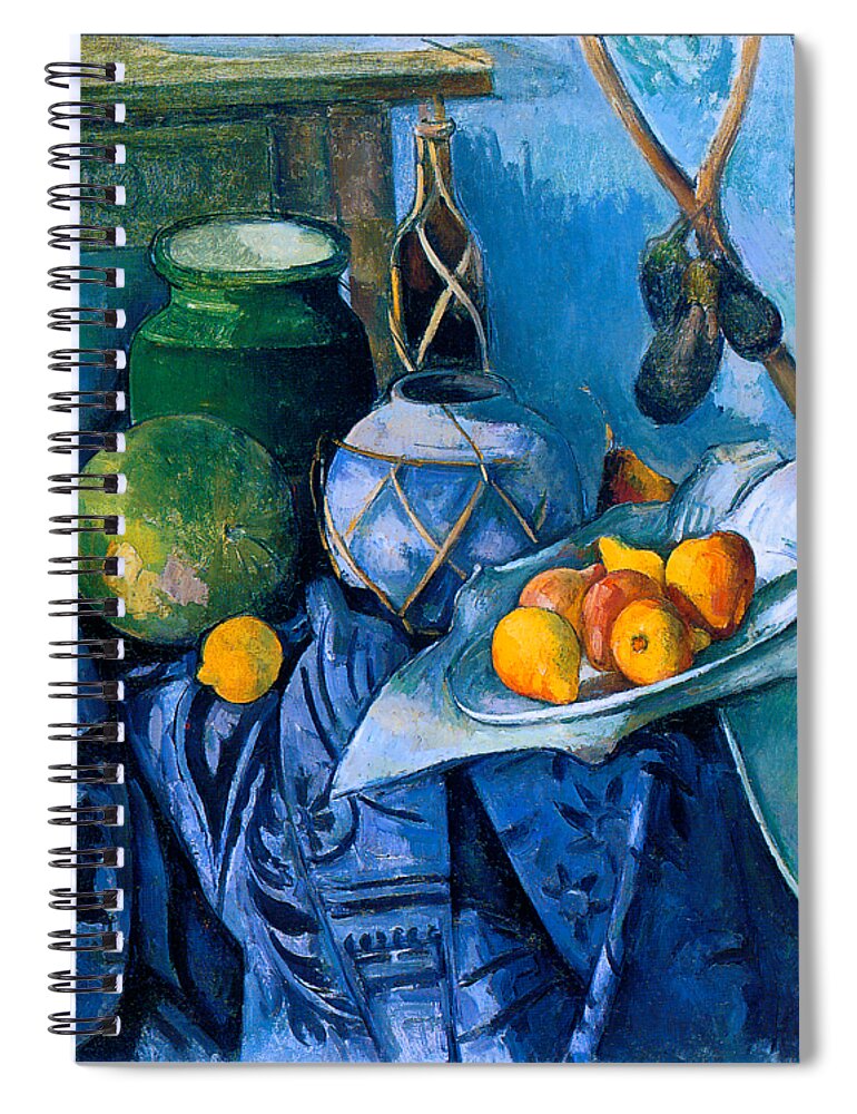 Cezanne Spiral Notebook featuring the painting Still Life with a Ginger Jar and Eggplants 1893 by Paul Cezanne