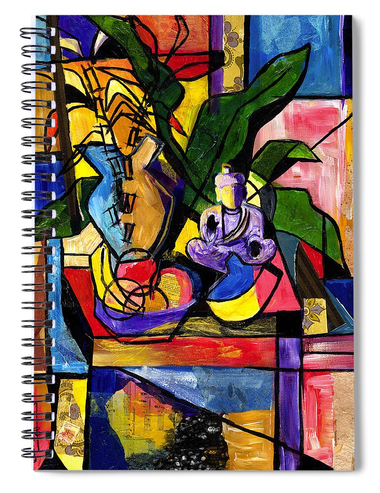 Everett Spruill Spiral Notebook featuring the painting Still Life with Buddha by Everett Spruill