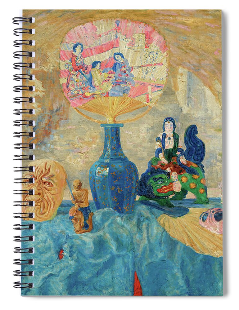 James Ensor Spiral Notebook featuring the painting Still Life With Chinoiseries by James Ensor