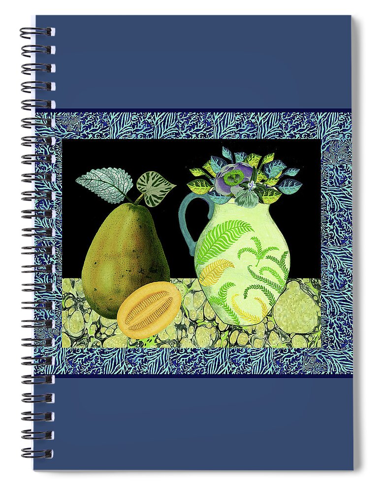 Still Life Spiral Notebook featuring the mixed media Still Life with Pear and Maracuya by Lorena Cassady