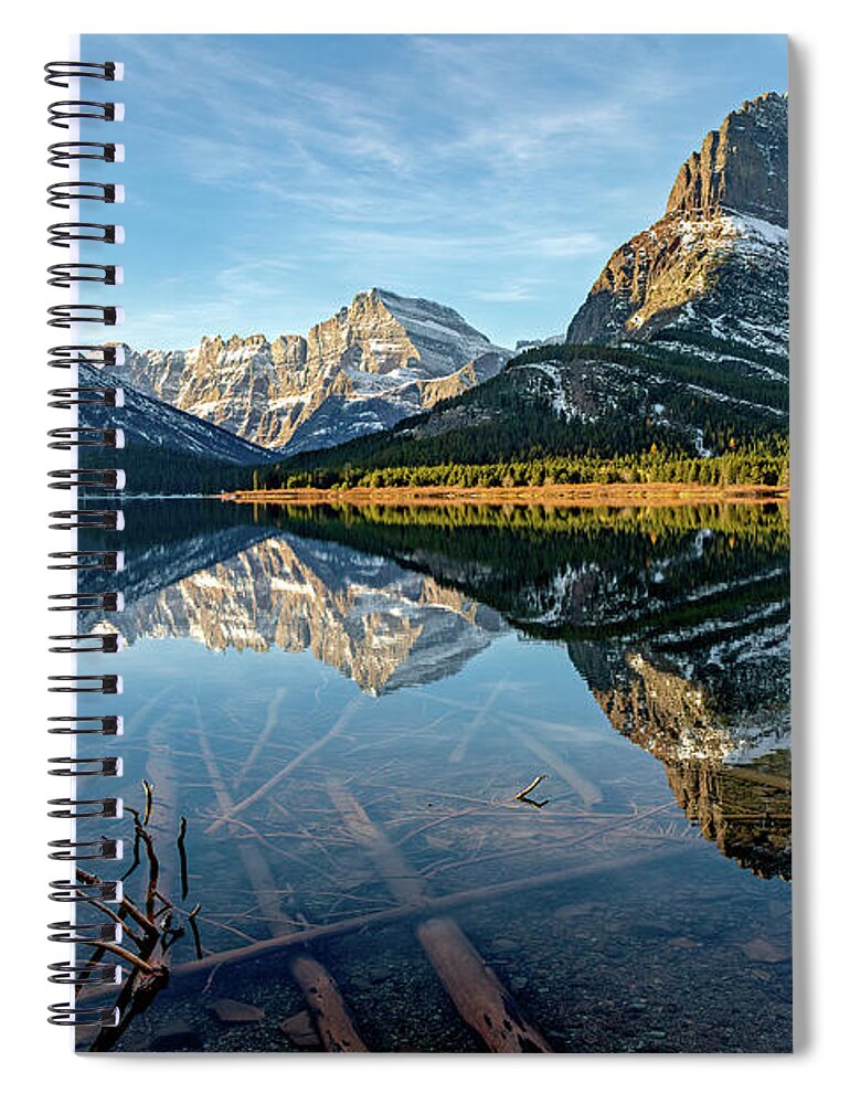 Swiftcurrent Lake Spiral Notebook featuring the photograph Stillness in the Morning by Jack Bell