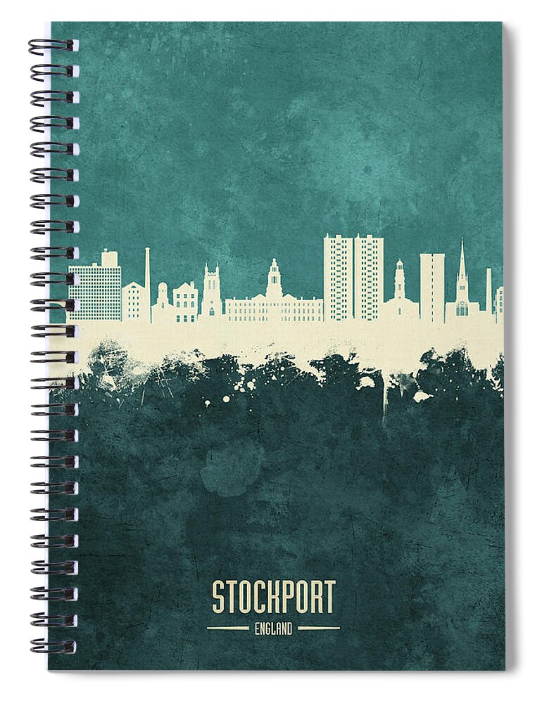 Stockport Spiral Notebook featuring the digital art Stockport England Skyline #19 by Michael Tompsett