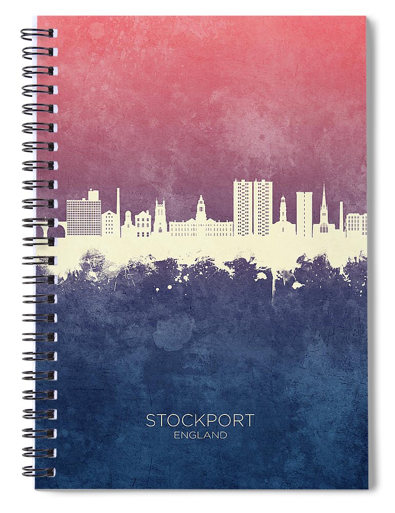 Stockport Spiral Notebook featuring the digital art Stockport England Skyline #24 by Michael Tompsett
