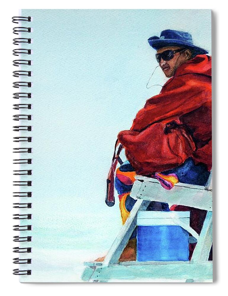 Stone Harbor Spiral Notebook featuring the painting Stone Harbor Beach Patrol Lifeguard by Patty Kay Hall