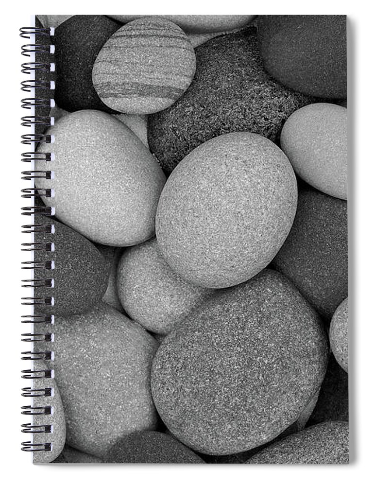 Beach Pebbles Spiral Notebook featuring the photograph Stone Soup Black and White by Kathi Mirto