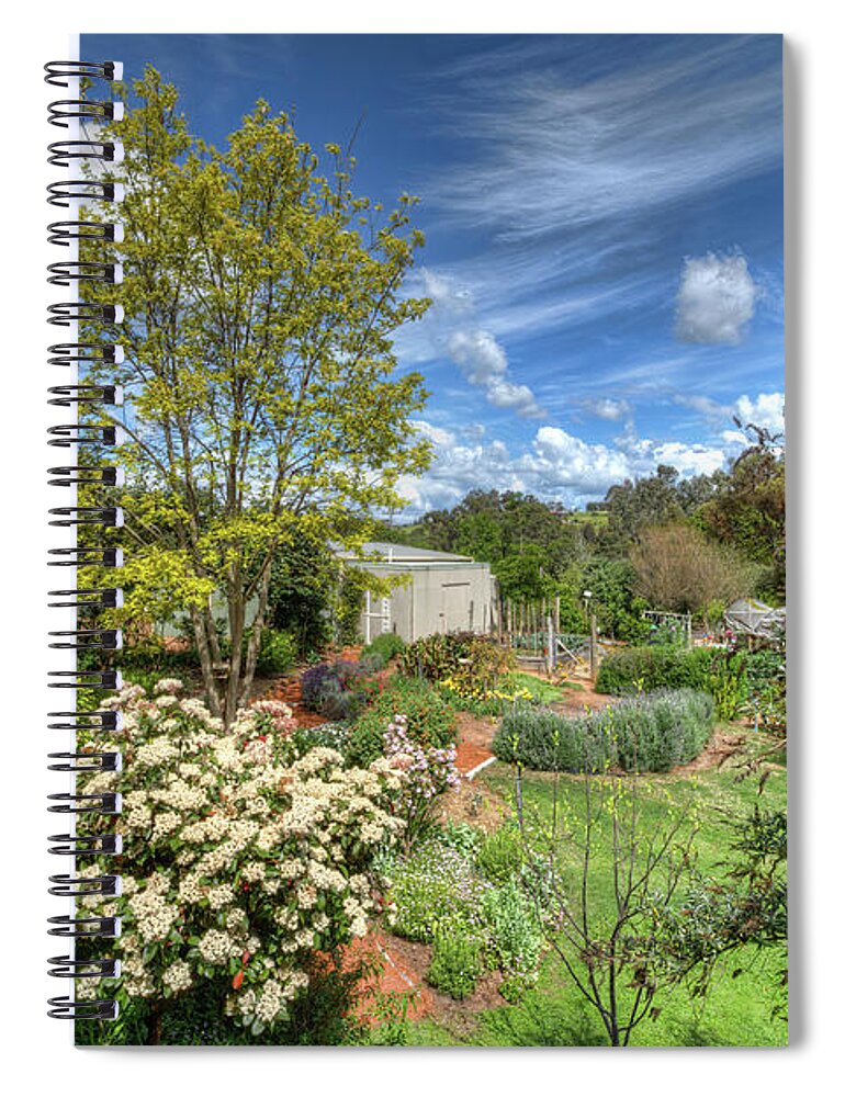 Green Spiral Notebook featuring the photograph Stoney Bottom, A Garden in Bridgetown by Elaine Teague