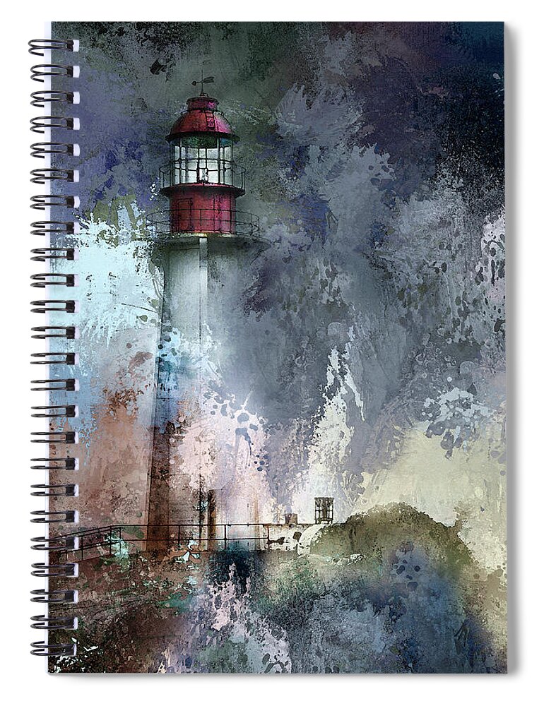 Lighthouse Spiral Notebook featuring the photograph Storm At Point Atkinson Lighthouse by Theresa Tahara