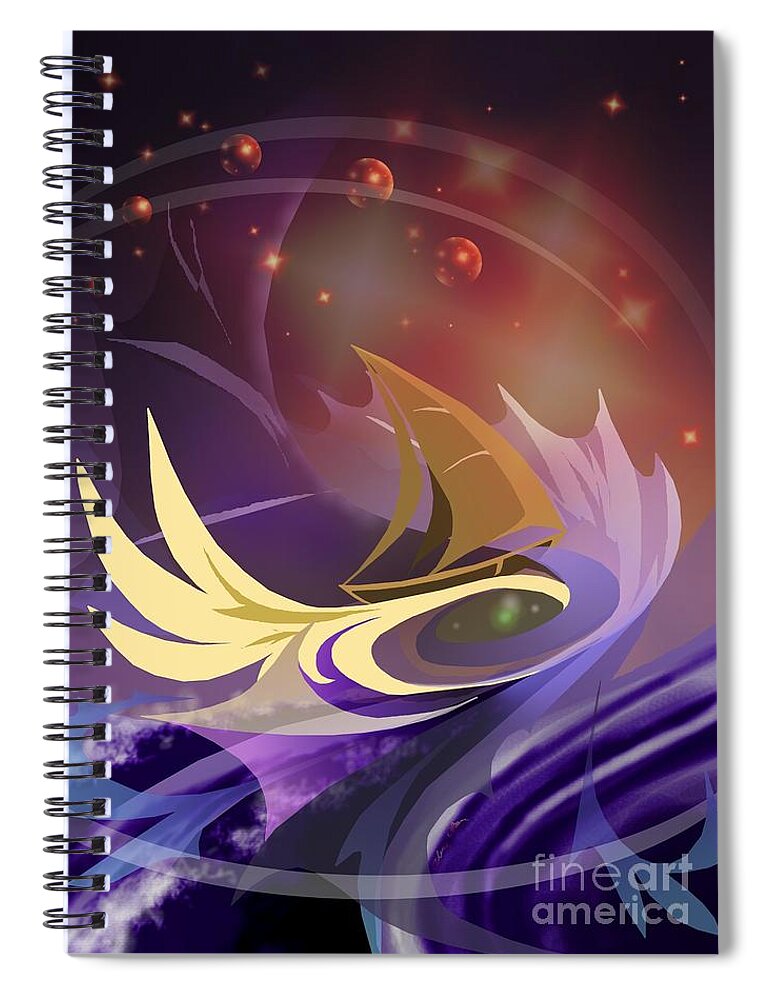 Ship Spiral Notebook featuring the digital art Storm Breaking by Alice Chen