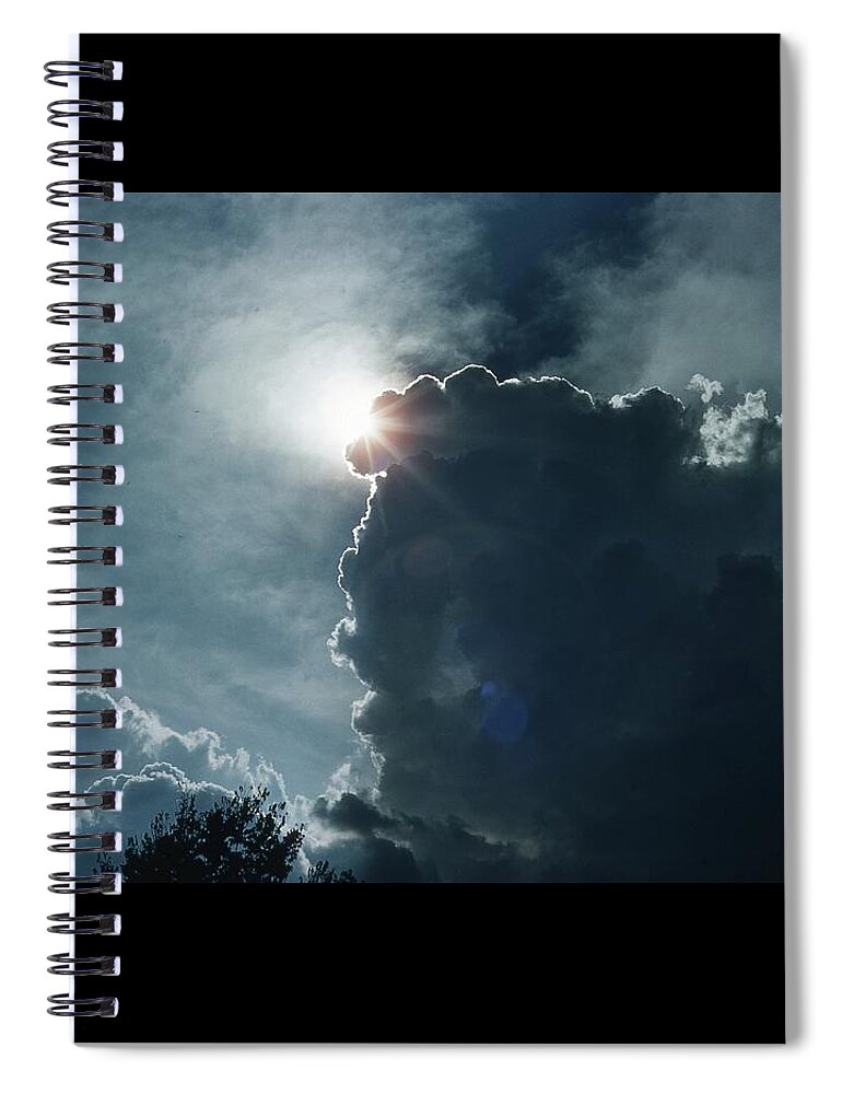Sun Spiral Notebook featuring the photograph Storm Clouds Sun and Eagles by Russel Considine