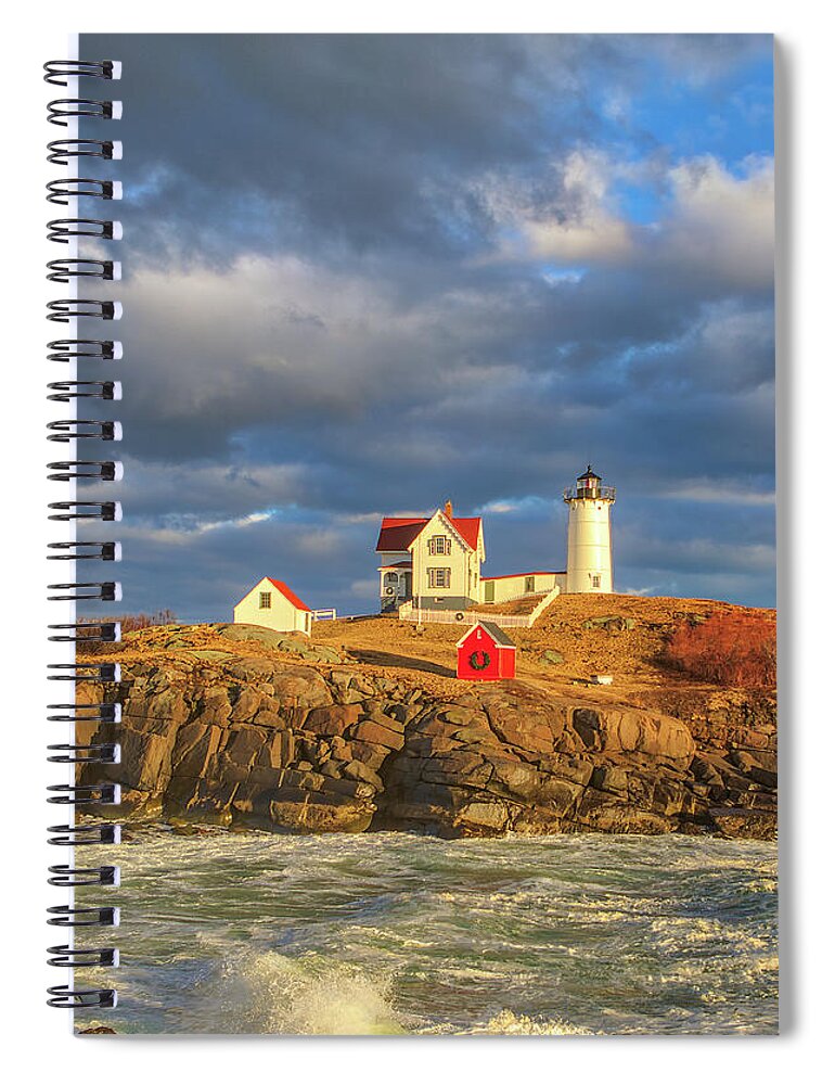 Nubble Light Spiral Notebook featuring the photograph Storm Hour at Cape Neddick Nubble Lighthouse by Juergen Roth