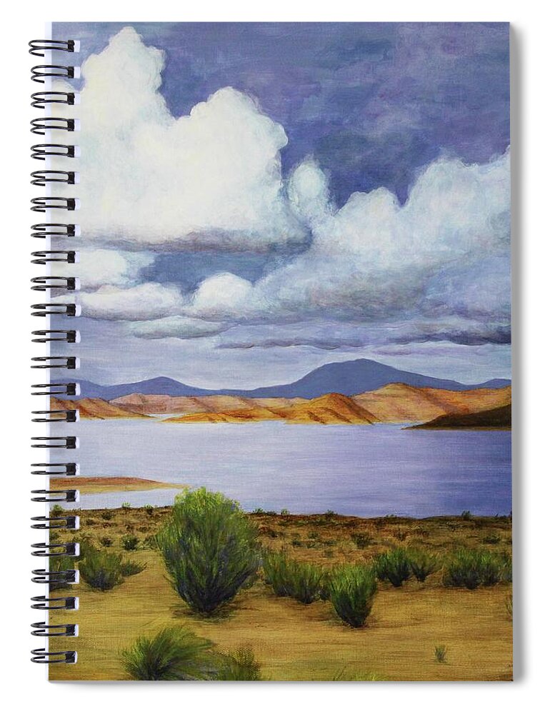 Kim Mcclinton Spiral Notebook featuring the painting Storm on Lake Powell - right panel of three by Kim McClinton