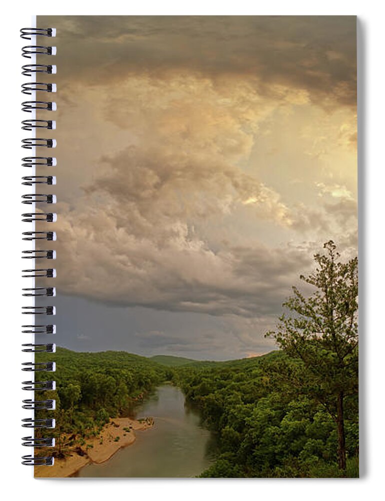 Storm Spiral Notebook featuring the photograph Storm pass over the Current River by Robert Charity