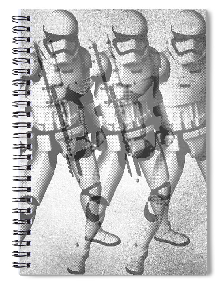 Storm Trooper Spiral Notebook featuring the painting Storm Trooper Star Wars Elvis Warhol by Tony Rubino