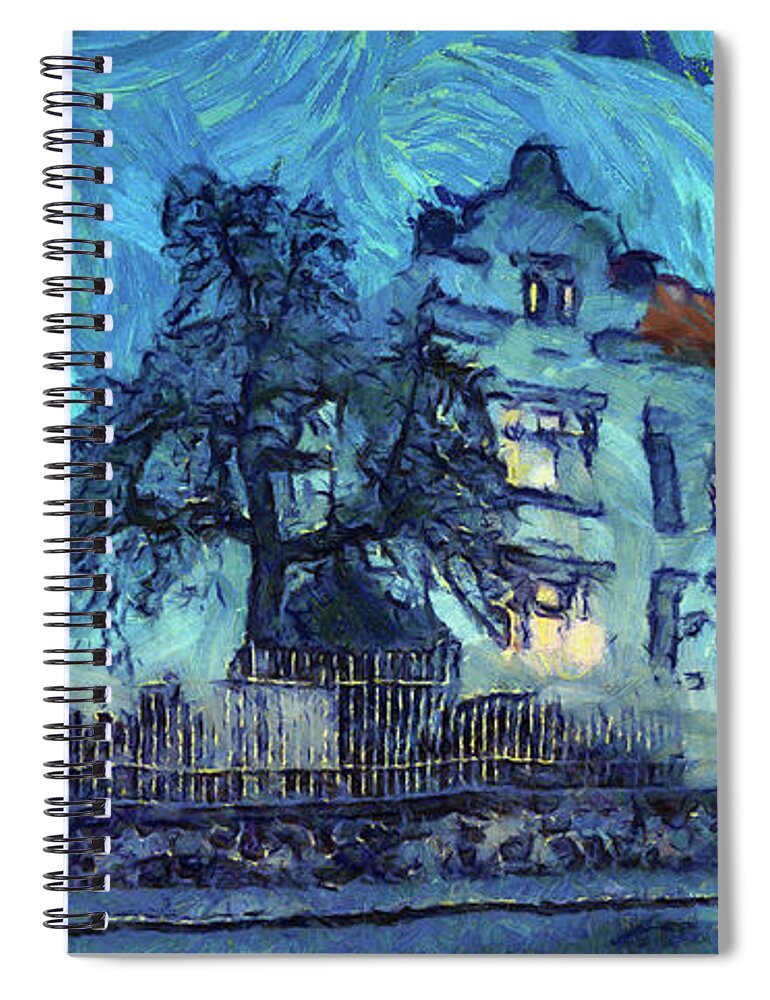Stormy Night Spiral Notebook featuring the painting Stormy night by George Rossidis