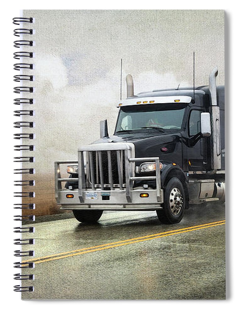 Trucks Spiral Notebook featuring the digital art Stormy Weather Peterbilt by Theresa Tahara