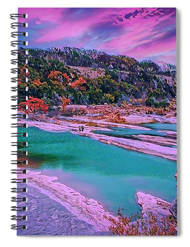 Sunset Spiral Notebook featuring the photograph Strange Rivers Under Strange Skies by Susan Vineyard