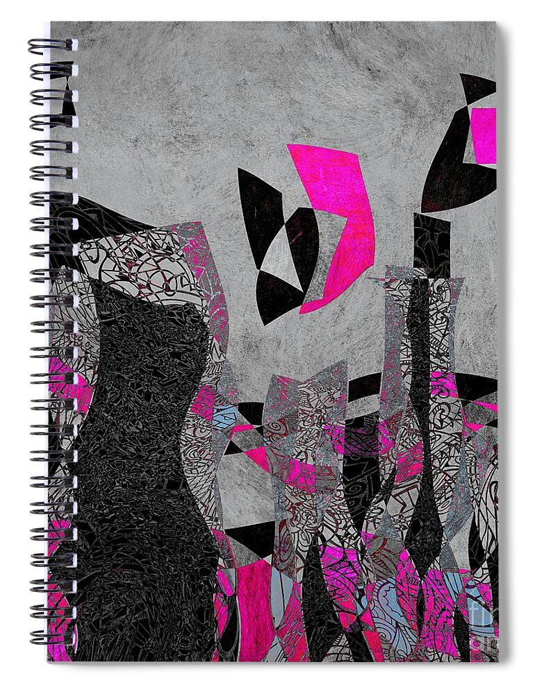 Abstract Spiral Notebook featuring the digital art Strattoria-01c63b by Variance Collections