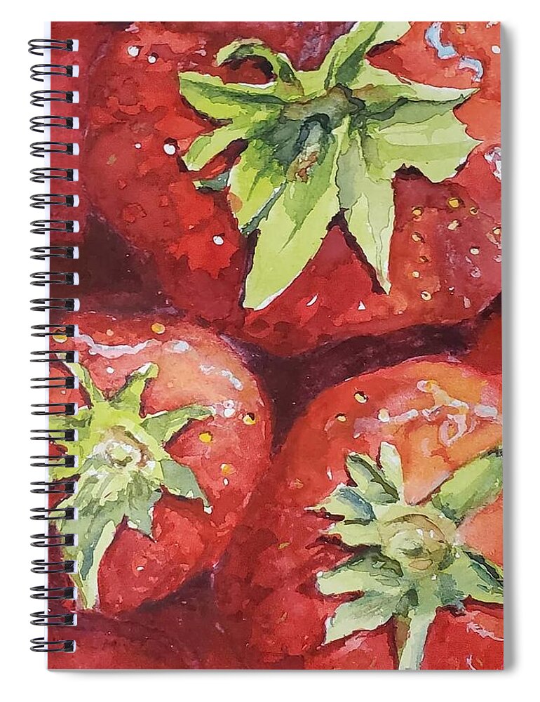 Still Life Spiral Notebook featuring the painting Strawberries by Sheila Romard