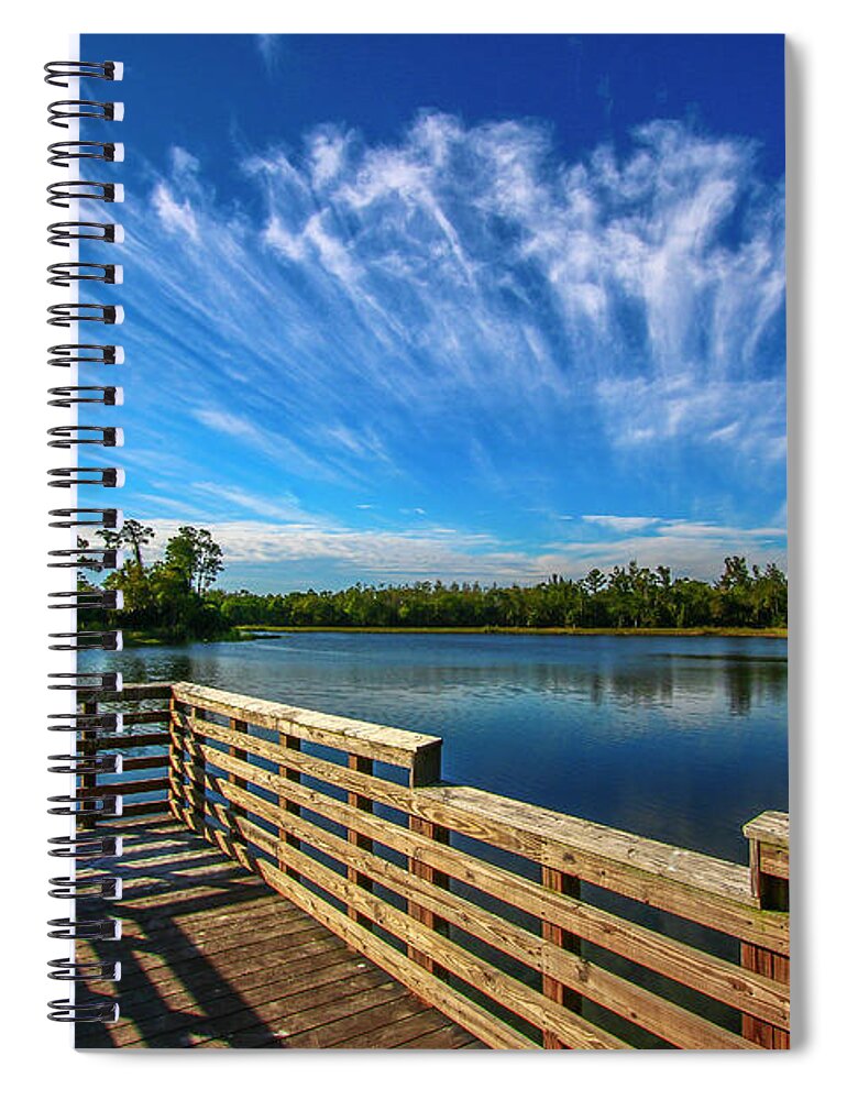 Deck Spiral Notebook featuring the photograph Streaking Clouds by Tom Claud