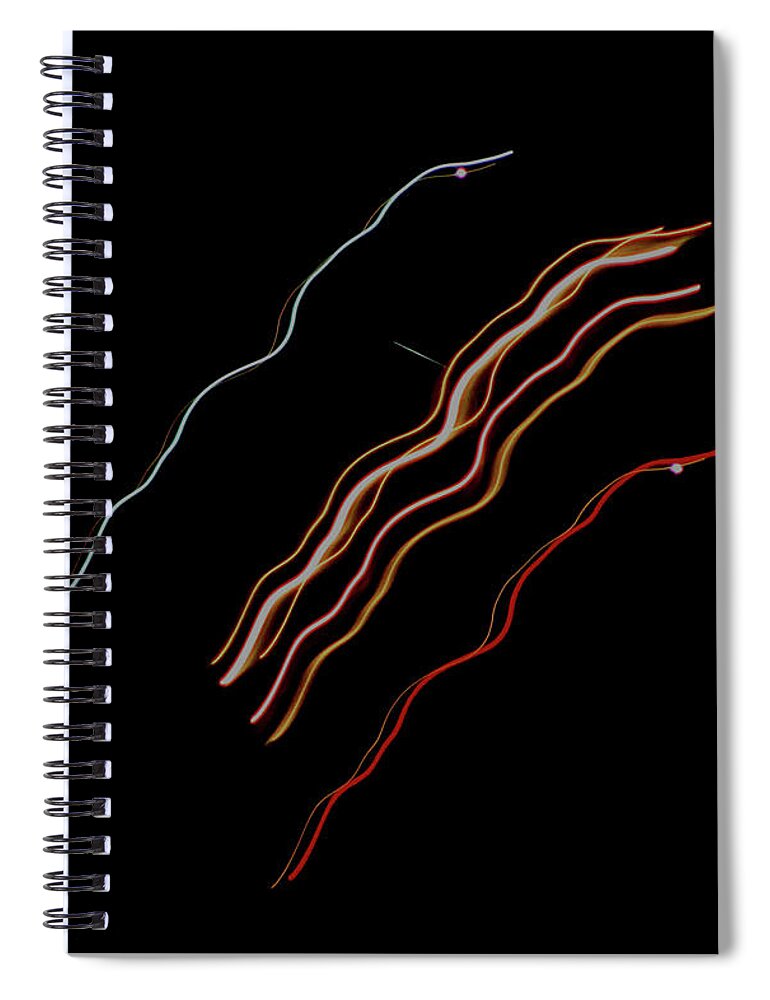 Light Spiral Notebook featuring the photograph Streaks of Light - Departing Flight by Christopher Reed