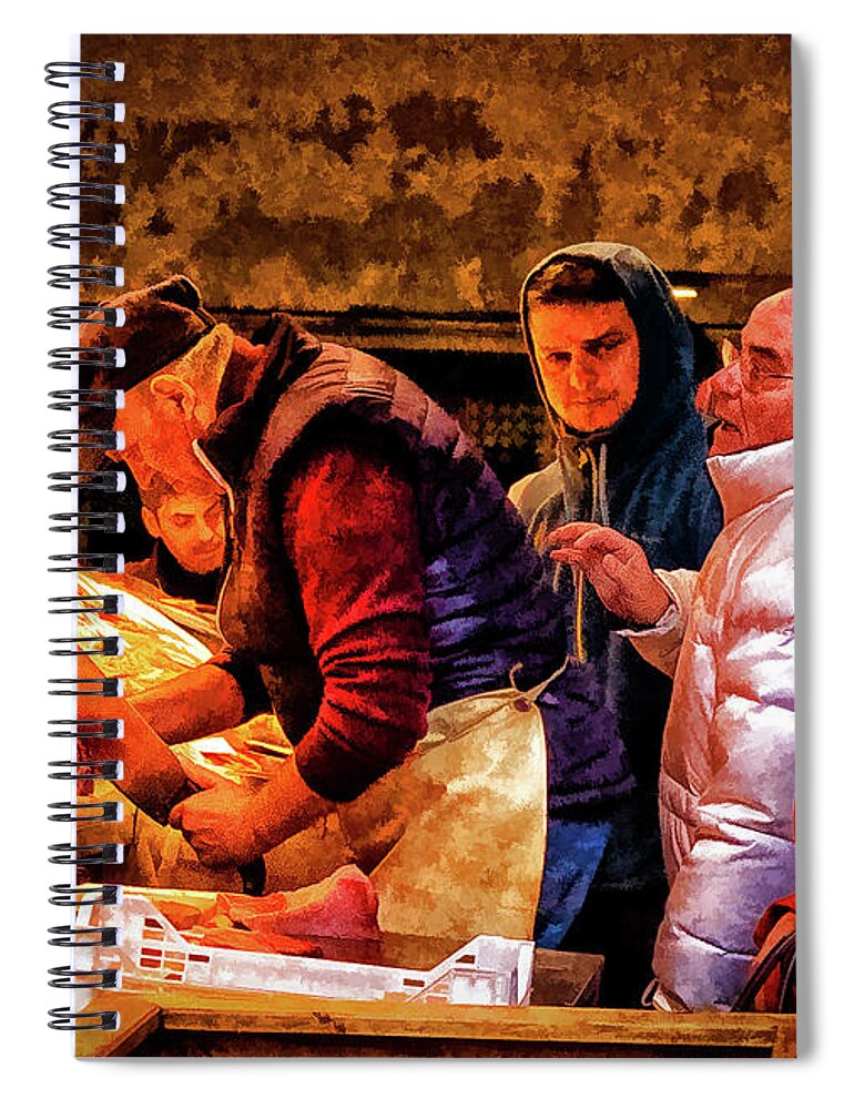 Catania Spiral Notebook featuring the photograph Street Butcher in Catania, Sicily by Monroe Payne