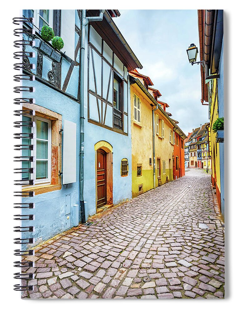 Alsace Spiral Notebook featuring the photograph Street of Alsace, Colmar by Stefano Orazzini