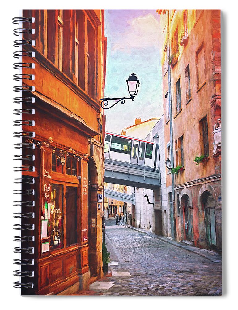 Lyon Spiral Notebook featuring the photograph Street Scenes of Vieux Lyon France by Carol Japp
