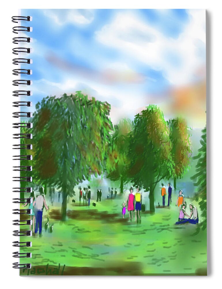 Ipad Painting Spiral Notebook featuring the painting Stroll in the Park by Glenn Marshall