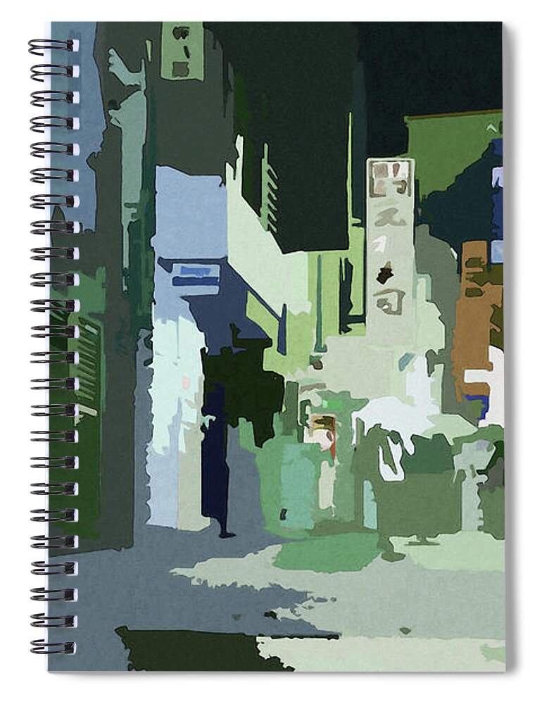  Spiral Notebook featuring the digital art Strret Scene 2 by David Hansen
