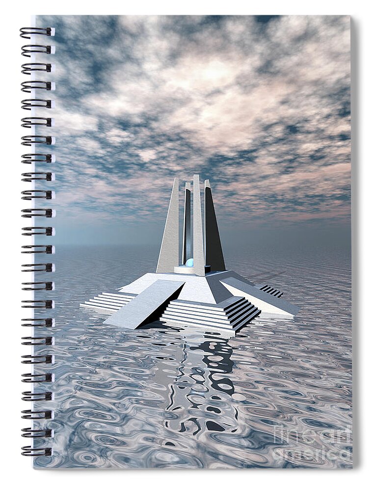 Atlantis Spiral Notebook featuring the digital art Structural Tower of Atlantis by Phil Perkins
