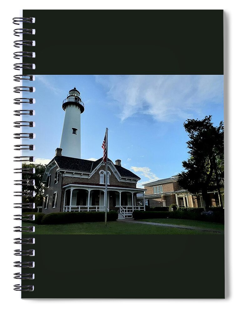 Lighthouses Spiral Notebook featuring the photograph St.Simons Lighthouse by Victor Thomason