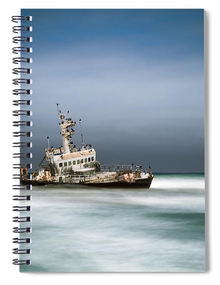 Zeila Shipwreck Spiral Notebook featuring the photograph Stuck by Peter Boehringer