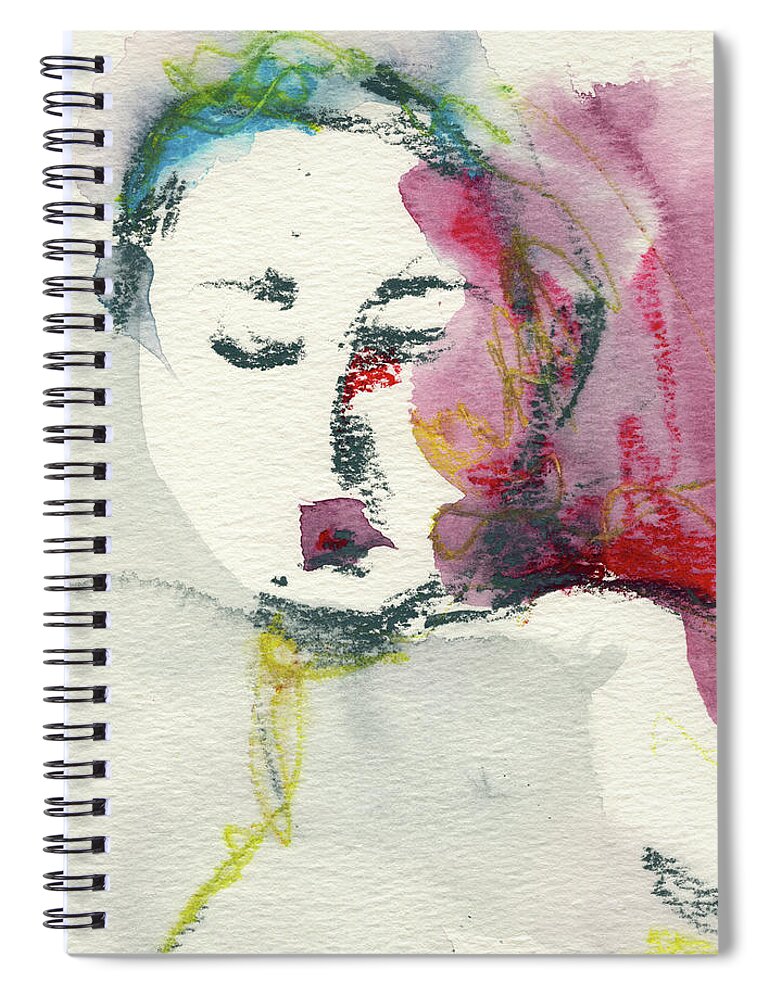Abstract Nude Watercolour Spiral Notebook featuring the painting Studio Nude I Detail by Roxanne Dyer