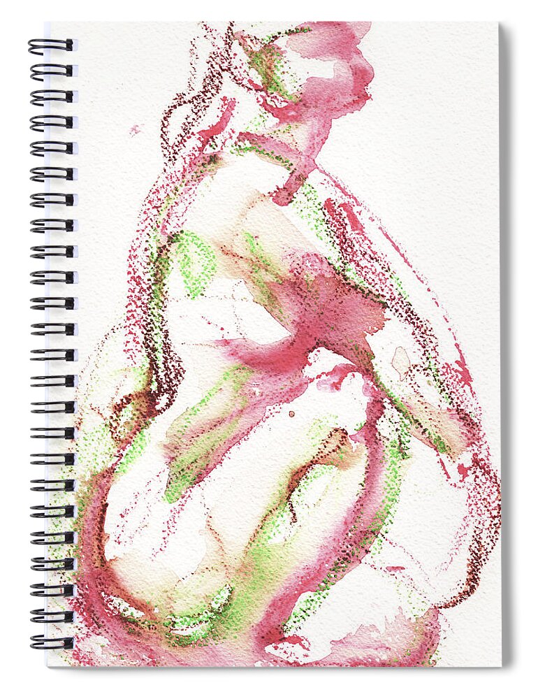 Abstract Nude Watercolour Spiral Notebook featuring the painting Studio Nude IV Soft by Roxanne Dyer