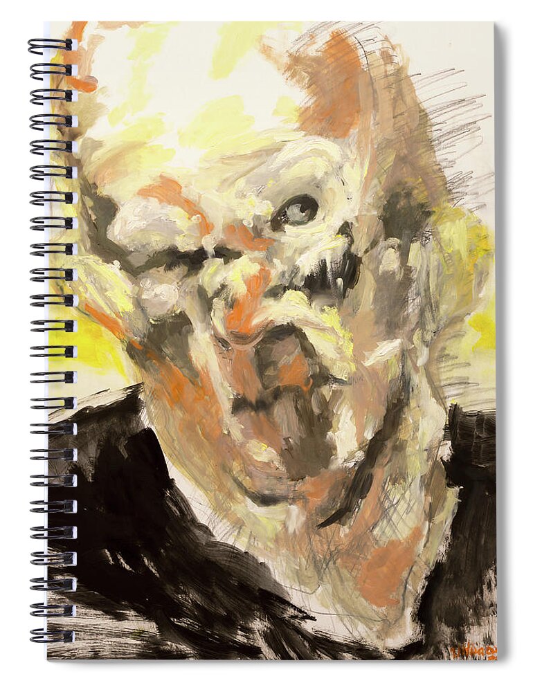 #artandtruecrime Spiral Notebook featuring the painting Study of an Unknown Inmate 8 by Veronica Huacuja