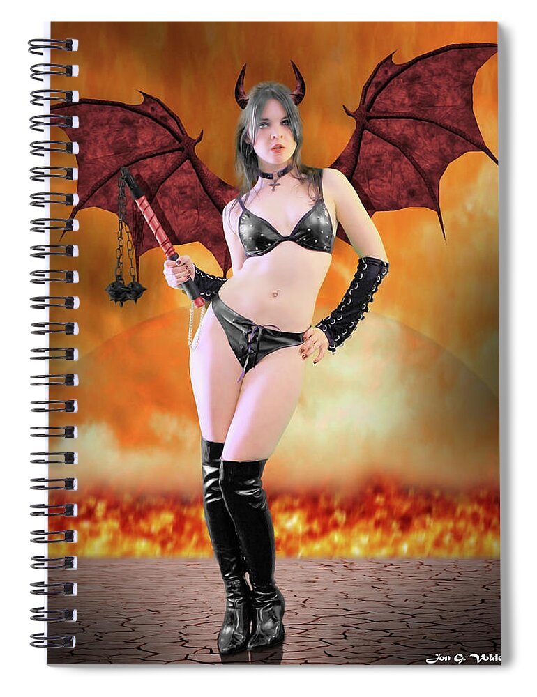 Rebel Spiral Notebook featuring the photograph Succubus with flail by Jon Volden
