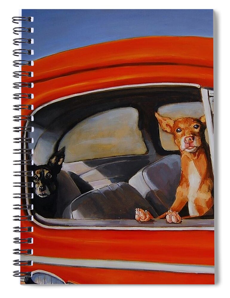 Dogs Spiral Notebook featuring the painting If We're Such Good Boys Why Did You Leave Us In The Car by Jean Cormier
