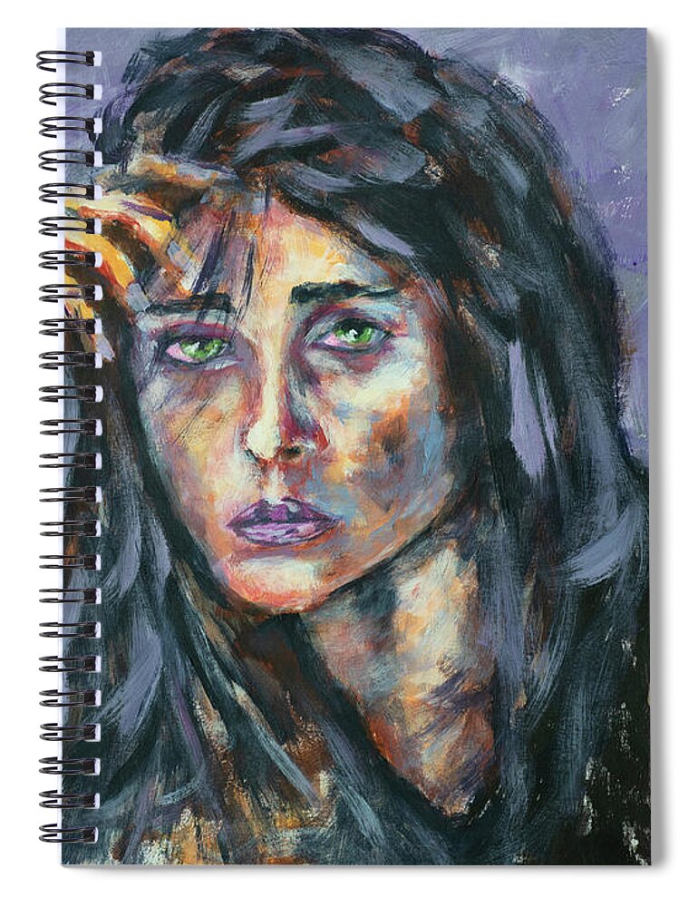 Portrait Spiral Notebook featuring the painting Suffering by Mark Ross