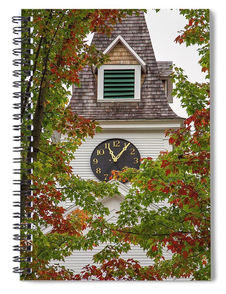 Sugar Spiral Notebook featuring the photograph Sugar Hill Autumn Meeting House by White Mountain Images