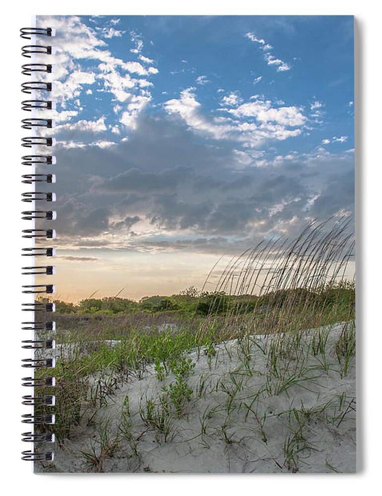 Sullivan's Island Lighthouse Spiral Notebook featuring the photograph Sullivan's Island Lighthouse - Coastal Dunes by Dale Powell