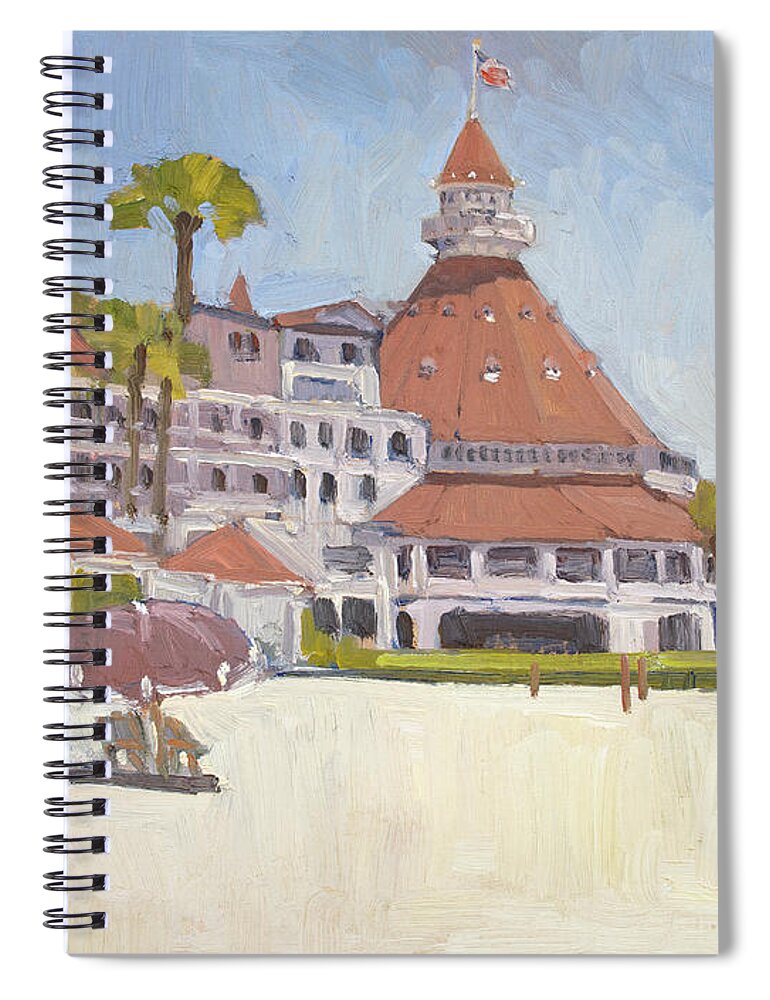 Hotel Del Coronado Spiral Notebook featuring the painting Summer at Hotel Del Coronado - Coronado, San Diego, California by Paul Strahm