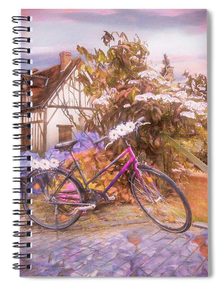 Barns Spiral Notebook featuring the photograph Summer Cycling in Flowers Painting by Debra and Dave Vanderlaan