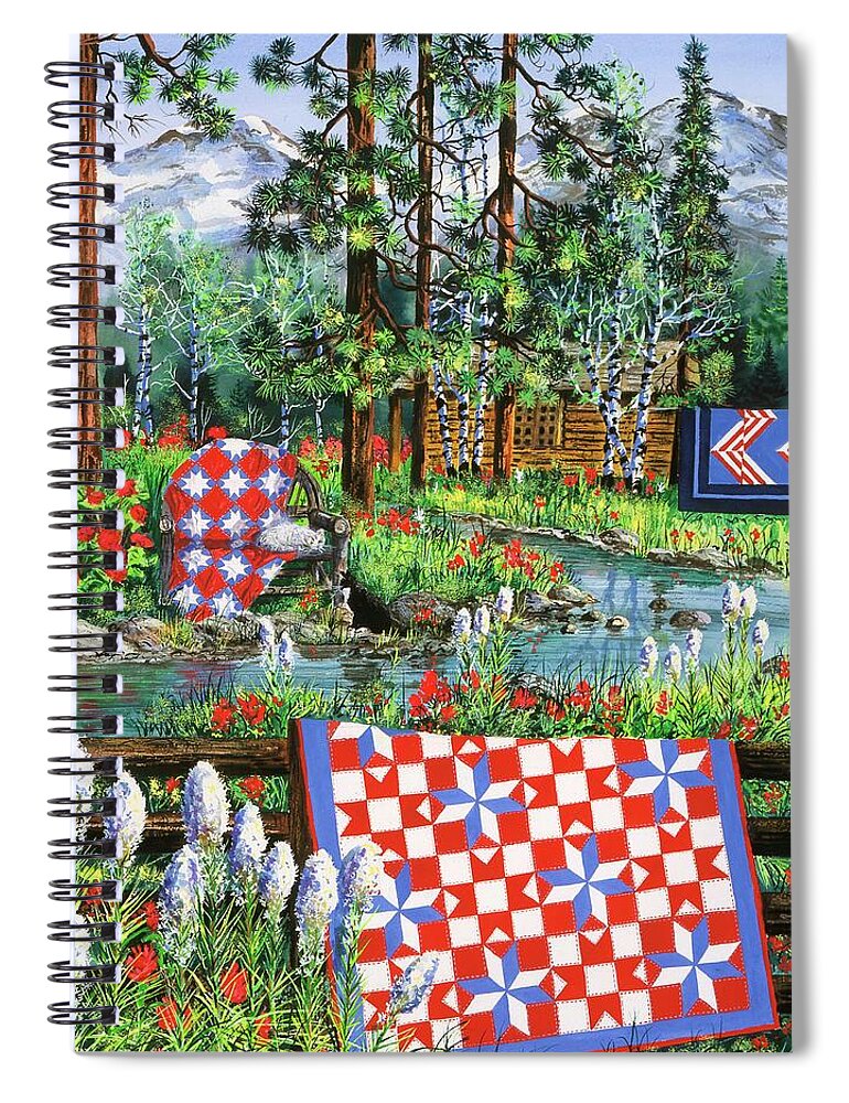 Log Cabin Spiral Notebook featuring the painting Summer Dream by Diane Phalen